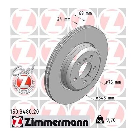 Zimmermann Brake Disc - Standard/Coated, 150348020 150348020